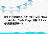 网页上的视频看不下去了我还安装了Flash  : Adobe  Flash  Player插件11.2.exe的浏览器是IE8.0