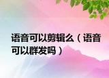 语音可以剪辑么（语音可以群发吗）