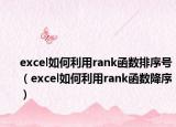 excel如何利用rank函数排序号（excel如何利用rank函数降序）