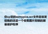 你xp里的ssmypics.scr文件是谁发给我的这是一个收集图片剪辑的屏幕保护程序
