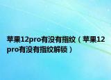 苹果12pro有没有指纹（苹果12pro有没有指纹解锁）
