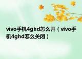 vivo手机4ghd怎么开（vivo手机4ghd怎么关闭）