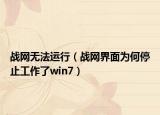 战网无法运行（战网界面为何停止工作了win7）