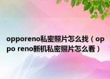 opporeno私密照片怎么找（oppo reno新机私密照片怎么看）