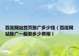 百度网站首页推广多少钱（百度网站推广一般要多少费用）