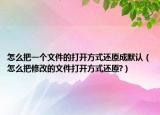 怎么把一个文件的打开方式还原成默认（怎么把修改的文件打开方式还原?）