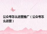 公众号怎么运营推广（公众号怎么运营）