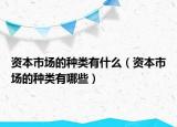 资本市场的种类有什么（资本市场的种类有哪些）