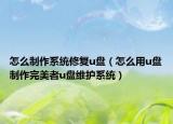 怎么制作系统修复u盘（怎么用u盘制作完美者u盘维护系统）