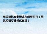 苹果相机专业模式在哪里打开（苹果相机专业模式在哪）