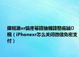 鑻规灉xr鎬庝箞鍏抽棴鍏嶅瘑鏀粯（iPhonexr怎么关闭微信免密支付）