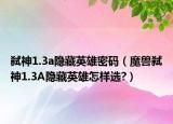 弑神1.3a隐藏英雄密码（魔兽弑神1.3A隐藏英雄怎样选?）
