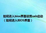 如何进入bios界面设置usb启动（如何进入BIOS界面）