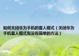 如何关闭华为手机的盲人模式（关闭华为手机盲人模式有没有简单的方法）