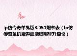 lp仿传奇单机版3.051爆率表（lp仿传奇单机版兽血沸腾哪里升级快）