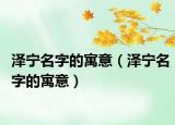 泽宁名字的寓意（泽宁名字的寓意）