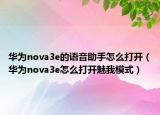 华为nova3e的语音助手怎么打开（华为nova3e怎么打开魅我模式）