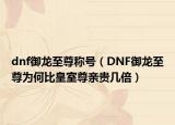 dnf御龙至尊称号（DNF御龙至尊为何比皇室尊亲贵几倍）