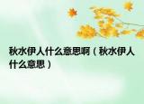 秋水伊人什么意思啊（秋水伊人什么意思）