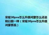荣耀30pro怎么升级鸿蒙怎么还是和以前一样（荣耀30pro怎么升级鸿蒙系统）