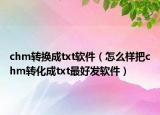 chm转换成txt软件（怎么样把chm转化成txt最好发软件）
