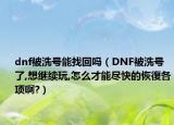 dnf被洗号能找回吗（DNF被洗号了,想继续玩,怎么才能尽快的恢復各项啊?）