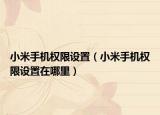 小米手机权限设置（小米手机权限设置在哪里）