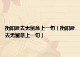 衡阳雁去无留意上一句（衡阳雁去无留意上一句）
