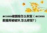 access被删除怎么恢复（access数据库被破坏,怎么修复?）