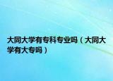 大同大学有专科专业吗（大同大学有大专吗）