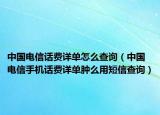 中国电信话费详单怎么查询（中国电信手机话费详单肿么用短信查询）
