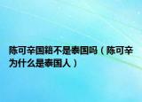 陈可辛国籍不是泰国吗（陈可辛为什么是泰国人）