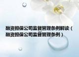 融资担保公司监督管理条例解读（融资担保公司监督管理条例）