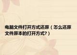 电脑文件打开方式还原（怎么还原文件原本的打开方式?）