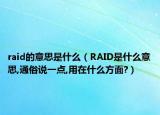 raid的意思是什么（RAID是什么意思,通俗说一点,用在什么方面?）