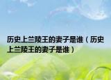 历史上兰陵王的妻子是谁（历史上兰陵王的妻子是谁）