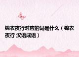 锦衣夜行对应的词是什么（锦衣夜行 汉语成语）