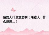 陌路人什么意思啊（陌路人…什么意思…）