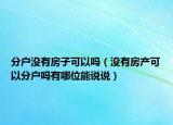 分户没有房子可以吗（没有房产可以分户吗有哪位能说说）