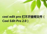 cool edit pro 打不开音频文件（Cool Edit Pro 2.0）