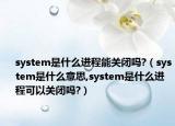 system是什么进程能关闭吗?（system是什么意思,system是什么进程可以关闭吗?）