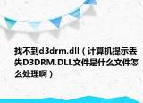 找不到d3drm.dll（计算机提示丢失D3DRM.DLL文件是什么文件怎么处理啊）