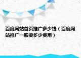 百度网站首页推广多少钱（百度网站推广一般要多少费用）