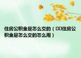 住房公积金是怎么交的（﻿﻿住房公积金是怎么交的怎么用）