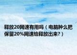 释放20网速有用吗（电脑肿么把保留20%网速给释放出来?）