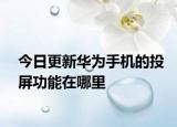 今日更新华为手机的投屏功能在哪里