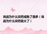 肖战为什么突然成熟了很多（肖战为什么突然就火了）