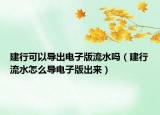 建行可以导出电子版流水吗（建行流水怎么导电子版出来）
