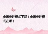 小米专注模式下载（小米专注模式在哪）