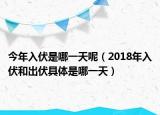 今年入伏是哪一天呢（2018年入伏和出伏具体是哪一天）